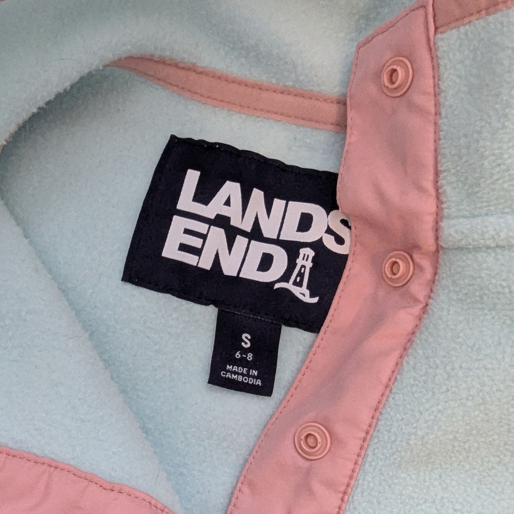 Lands' End retro look, new last winter, fleece aqua, teal, pink, snaps, small - Picture 15 of 15